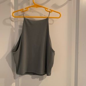 Army green cropped tank top